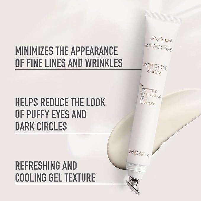 M. Asam MAGIC CARE Perfect Eye Serum - eye serum with 360° tightening effect, effectively fights puffiness & dark circles, tightens the eyelid, eye care with hyaluronic acid complex, 0.84 Fl Oz-GlimoraGlow