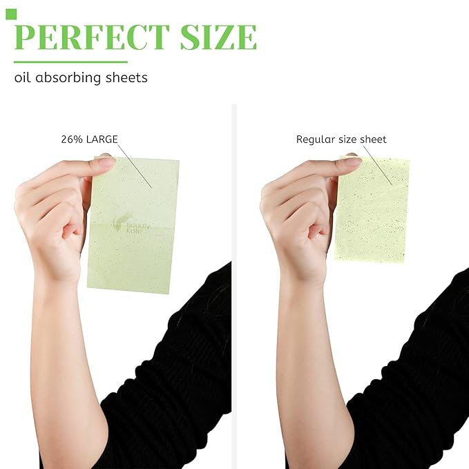 Oil Blotting Sheets for Face - Green Tea,26% Larger,6pk/600 Natural Blotting Paper for Oily Skin,Makeup Friendly Oil Absorbing Sheets,Easy To Grab One-GlimoraGlow