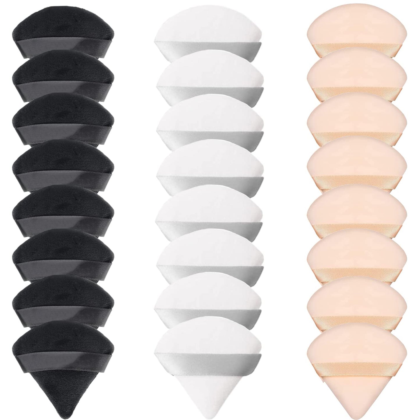 24 Pieces Powder Puff, Triangle Makeup Puff Cotton Powder Face Washable Body Powder Puff for Loose Powder Body Cosmetic Foundation Sponge Makeup Tool (8B8W8N)-GlimoraGlow