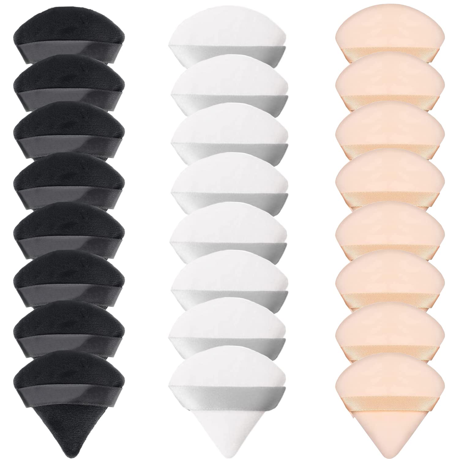24 Pieces Powder Puff, Triangle Makeup Puff Cotton Powder Face Washable Body Powder Puff for Loose Powder Body Cosmetic Foundation Sponge Makeup Tool (8B8W8N)-GlimoraGlow