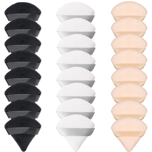24 Pieces Powder Puff, Triangle Makeup Puff Cotton Powder Face Washable Body Powder Puff for Loose Powder Body Cosmetic Foundation Sponge Makeup Tool (8B8W8N)-GlimoraGlow