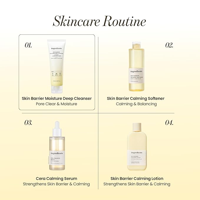 ONGREDIENTS Skin Barrier Moisture Deep Cleanser | Daily Face Wash for All Types | Centella, Peptide, AHA, LHA, Hydrating, Soothing, Pore Tightening | Vegan, Korean Skin Care 4.06 fl Oz-GlimoraGlow