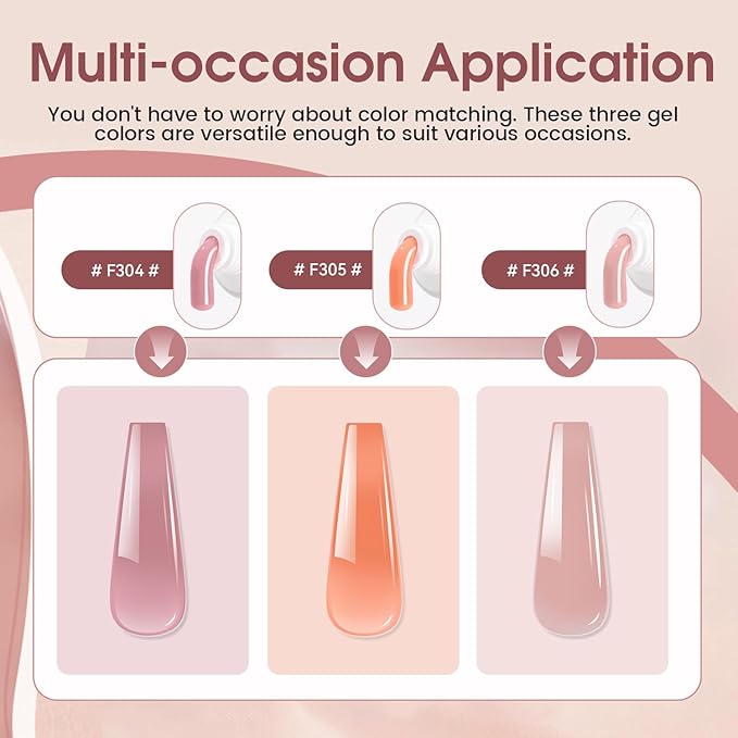 JEWHITENY Poly Extension Gel Nail Set Clear Pink Poly Nail Gel With Slip Solution Base Coat Top Coat French Manicure Need U V Lamp Curing for Finger Art and Home DIY-GlimoraGlow