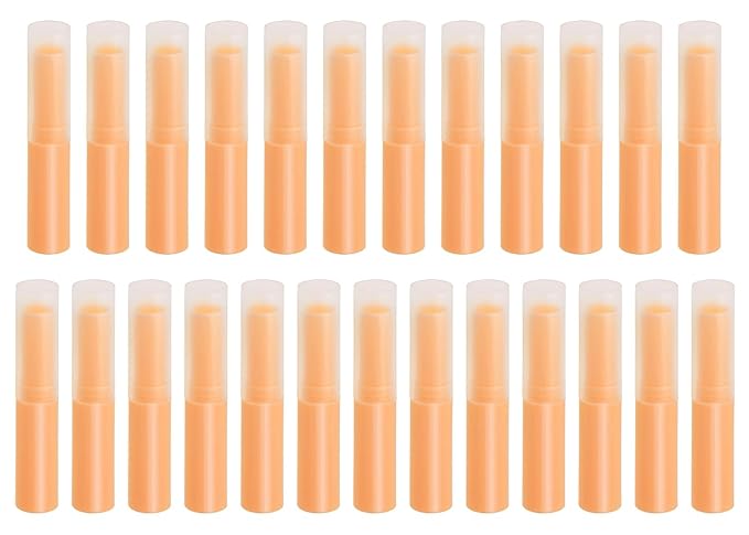 0.14oz Empty Flavored Lip Balm Container Tubes Plastic Homemade Moisturizing Lip Stick with Caps Bulk Fit for Women Adult DIY Making Supplies, 25 Count (Orange)-GlimoraGlow