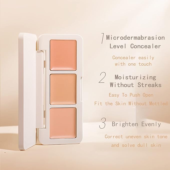 IFiona Tricolor Concealer to Cover Spots,Stains,Acne,Freckles and Brighten Skin Color Concealer Palette-GlimoraGlow