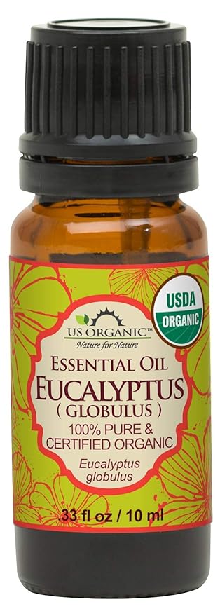 US Organic 100% Pure Eucalyptus Essential Oil (Globulus) - USDA Certified Organic, Steam Distilled - W/Euro droppers (More Size Variations Available) (10 ml / .33 fl oz)-GlimoraGlow