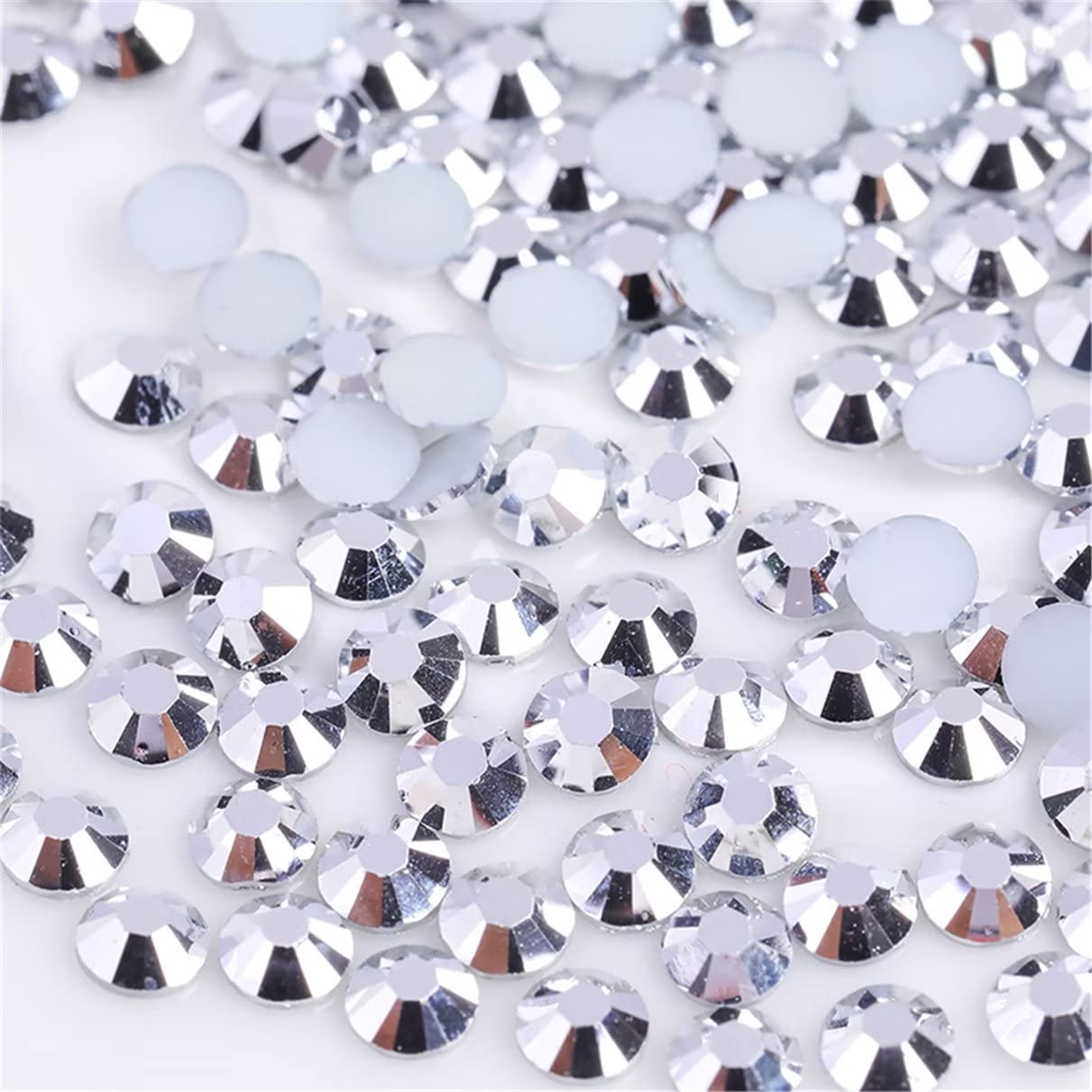 1000 Pieces SS20 5mm Flatback Rhinestones Clear Glass Round Gems Crystals for Nail Art DIY Crafts Clothes Shoes Bags （Silver）-GlimoraGlow