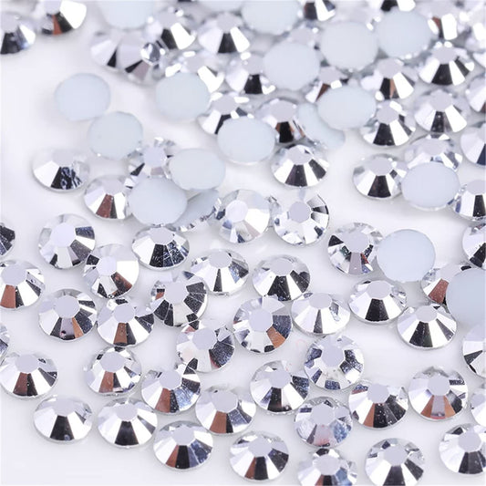 1500 Pieces SS16 4mm Flatback Rhinestones Clear Glass Round Gems Crystals for Nail Art DIY Crafts Clothes Shoes Bags （Silver）-GlimoraGlow