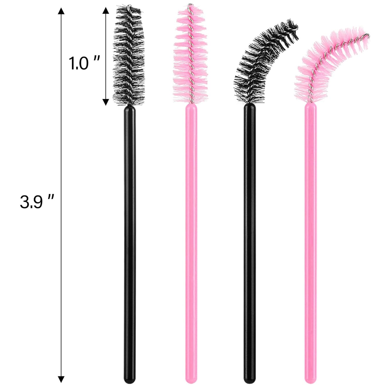 1000 Disposable Mascara Wands Eyelash Brushes Spoolies for Eyebrow Eye Lash Extension Black and Pink-GlimoraGlow