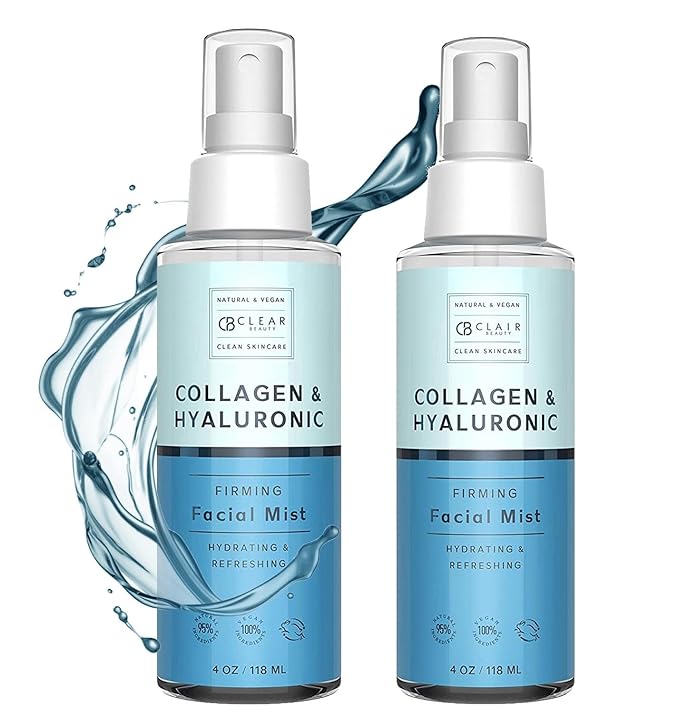 Hyaluronic Acid & Collagen Face Mist - Dermatologist Tested, Moisturizes & Tones Skin, Anti-Aging, Natural Ingredients, Cruelty-Free Korean Skin Care - All Skin Types - 4 OZ (2 Pack)-GlimoraGlow