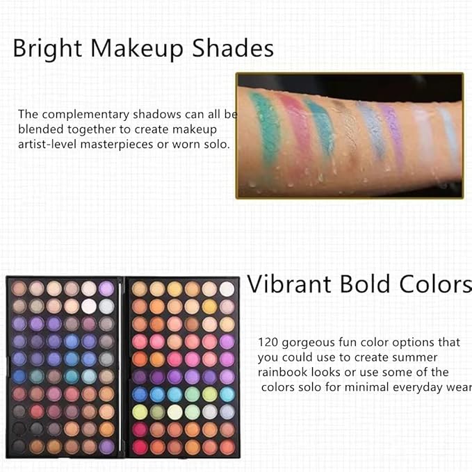 120 Colors Highly Pigmented Eye Makeup Palette,Spotlight Eyeshadow Palette Natural Colors Make Up Eye Shadows Long Lasting Waterproof Eye Shadow Cosmetics Gift Kit-GlimoraGlow