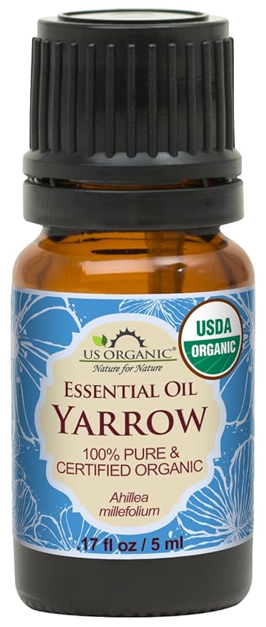 US Organic 100% Pure Yarrow Essential Oil, USDA Certified Organic, Steam Distilled, Achillea Millefolium, Therapeutic Grade, Calming & Soothing, Skin Care & Aromatherapy, Sourced from Bulgaria (5 ml)-GlimoraGlow