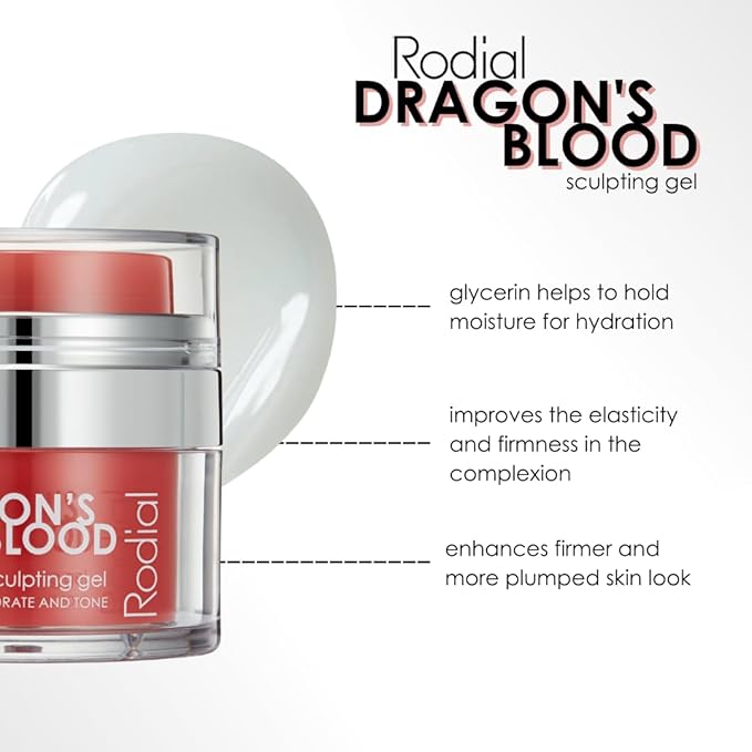 Rodial Dragon's Blood Sculpting Gel 0.3 fl oz - Rejuvenating, Ultra-Hydrating Face Cream - Refreshing Gel/Cream Formula - Triple Action Collagen Formula for a Firmer, Tighter and Smoother Skin Look-GlimoraGlow