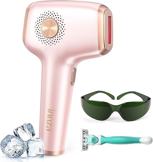 INNZA IPL Hair Removal with Ice Cooling Care Function for Women,Long-Lasting Results,999,999 Flashes Painless IPL Hair Remover, Hair Removal Device for Armpits Legs Arms Bikini Line-GlimoraGlow