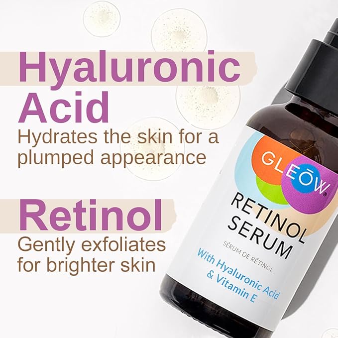 Retinol Serum for Face with Hyaluronic Acid, Retinol for Face Is Suitable for All Skin Types, Hydrating Serum Women and Men Plumps Youthful Appearance 2oz-GlimoraGlow