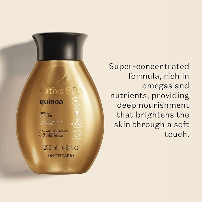Nativa SPA by O Boticario Quinoa Hydrating Body Oil, Soft and Healthy Skin, 6.8 oz. (200 ml)-GlimoraGlow
