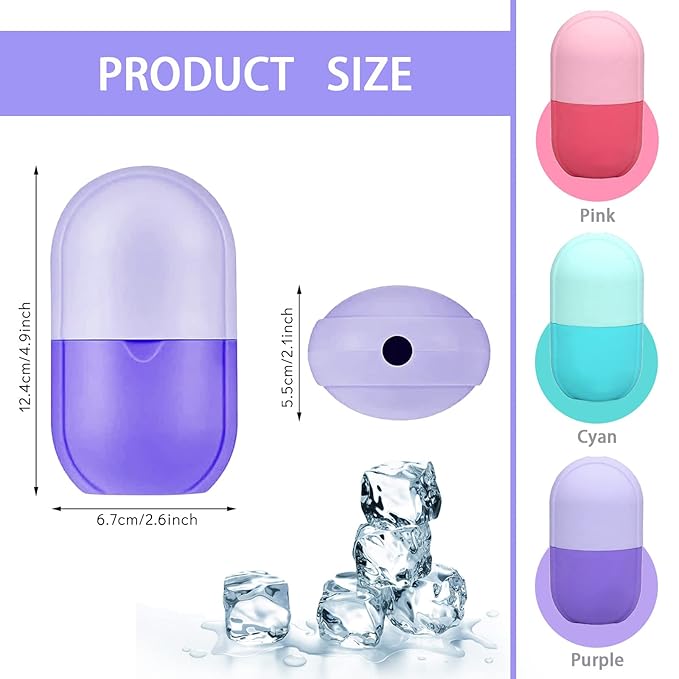 Ice Roller for Face and Eye, Ice face roller,Gua Sha Facial Tools, Facial ice roller, Skin Care Tools,Ice mold for face… (purple-face)-GlimoraGlow