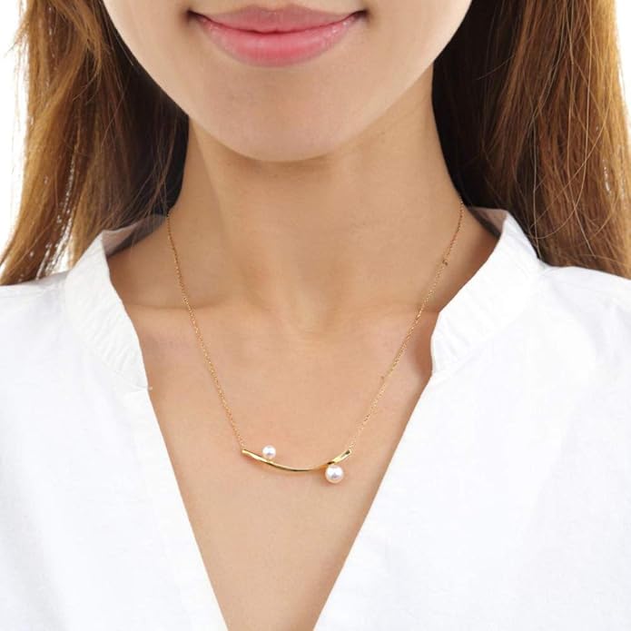 Japanese 4.5-6.0mm Akoya Cultured Pearl Pendant Necklace for Women with 18K Yellow Gold | Stylish Design Excellent Gift | Pearl Necklace-GlimoraGlow
