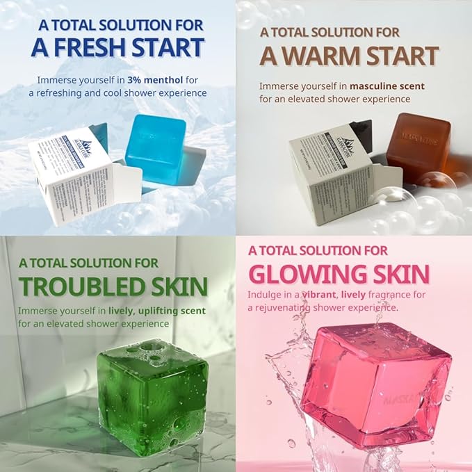 Luxury Shower Bar (Pack of 4) Perfumed Body Soap with Long-Lasting Fragrance Softens & Hydrates Skin Long Lasting Scent Rich Foam Bundle Value Set Body Wash Shampoo Deodorant-GlimoraGlow