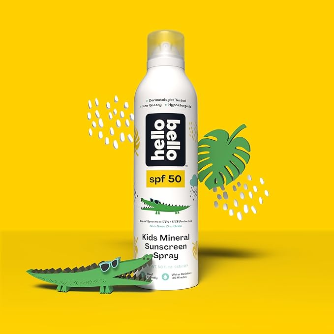 Hello Bello SPF 50 Mineral Sunscreen Spray - Hypoallergenic Broad Spectrum UVA + UVB Protection - Reef Friendly & Water Resistant - 5 oz (Pack of 2)-GlimoraGlow