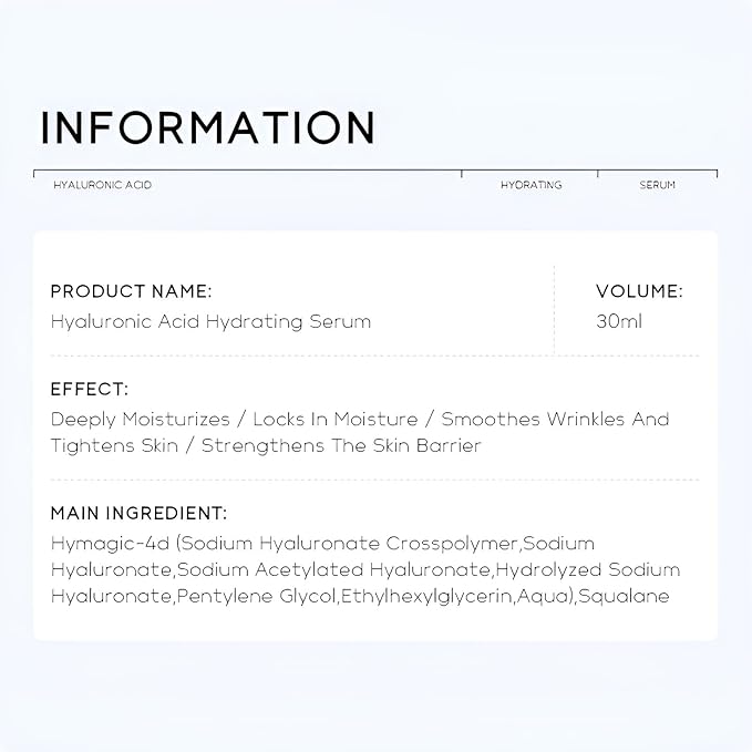Hyaluronic Acid Serum for Face, Hydrating Face Serum for Dry Skin W/Hymagic-4D, Squalane, Vitamin C & E for Plumping, Hydrating & Anti-Aging Serum, Skin Care, 1.06fl.oz, Pack of 2-GlimoraGlow