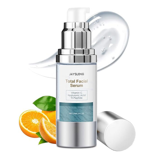 Vitamin C Serum for face with Hyaluronic Acid,Tri-Peptide Anti-Aging Facial Treatment for Mature Skin, Dark Spot Removal, Wrinkle Reduction, Firming, collagen-hydrating,antioxidant formula, 1 fl.oz-GlimoraGlow