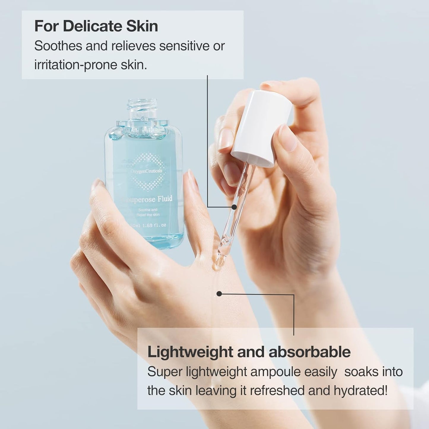 Couperose Fluid – Soothing & Calming Ampoule for Sensitive, Redness-Prone & Troubled Skin, With Hydrolyzed Collagen, Sodium Hyaluronate, Aloe Vera & Rose Water. 1.69 fl.oz (50ml)-GlimoraGlow