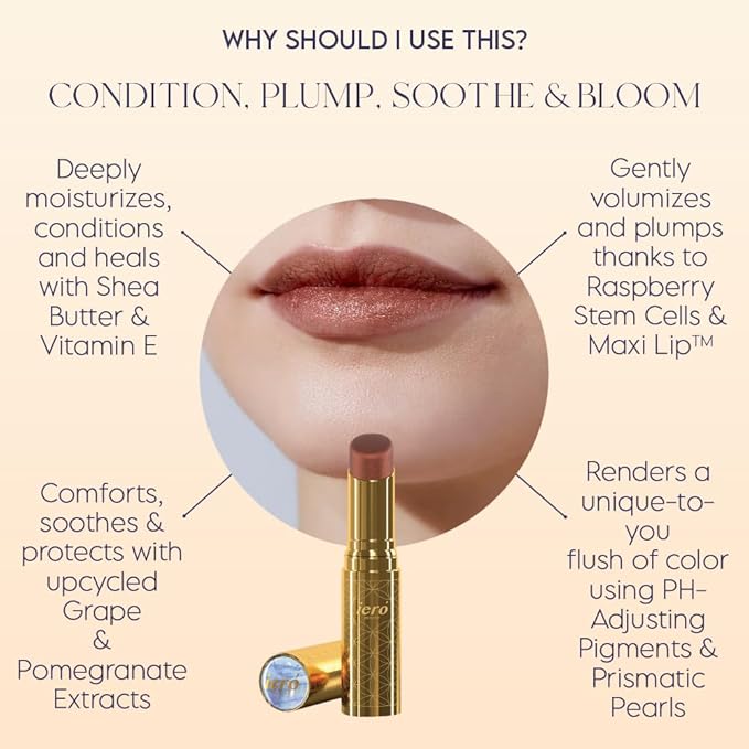 ieró Beauty Moonkissed Luminous PH Tinted Lip Balm w/Shea Butter & Vitamin E, Lip Care Moisturizer, Lip Plumper for Soft & Supple Lips, Paraben Free, Vegan, Sheer Copper Pink w/Bronze Shimmer-GlimoraGlow