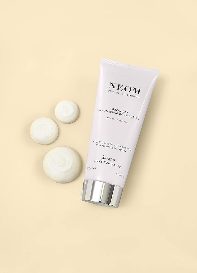 Neom- Great Day Magnesium Body Butter, 200ml | Mandarin & Wild Mint | Cream Moisturiser With Essential Oils | Nourish & Soften | Fresh & Zesty-GlimoraGlow