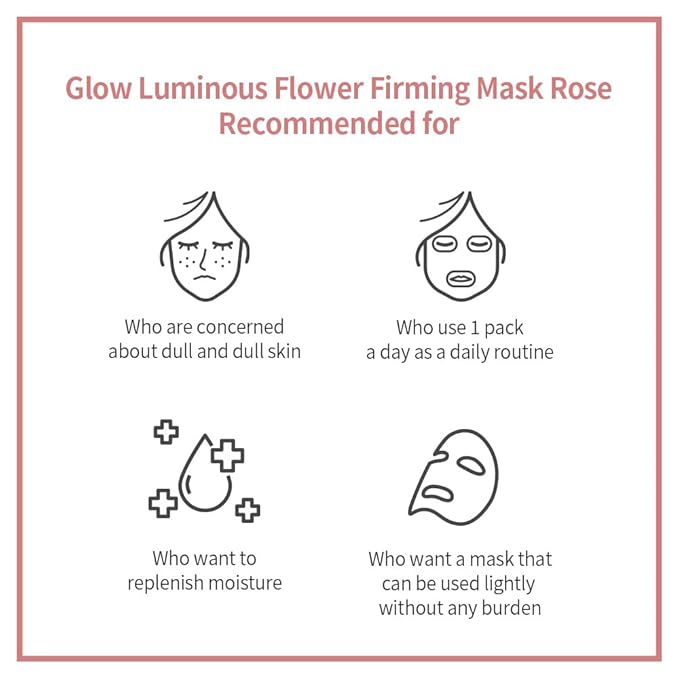 JMsolution Glow Luminous Flower Firming Mask | Rosewater & 4 Flower Extracts for Hydration, Firming & Radiance | 10 Sheets | Korean Skincare Sheet Mask for All Skin Types-GlimoraGlow