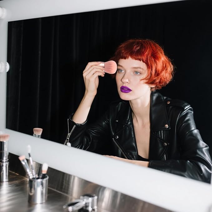 Extra Large Kabuki Brush Set for Body and Face, for blush, loose powder manicure multi-functional and tanning, Gift for women with Velvet Bag(RoseGold 2pcs)-GlimoraGlow