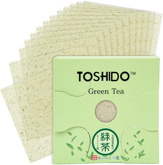 Super Value Pack 1000-Sheets Natural Oil Blotting Paper for Oily Skin, Toshido 3 Type Paper - Type Green tea, oil blotting paper Natural Hemp Oil Absorbing Sheets for Face (Green Tea)-GlimoraGlow