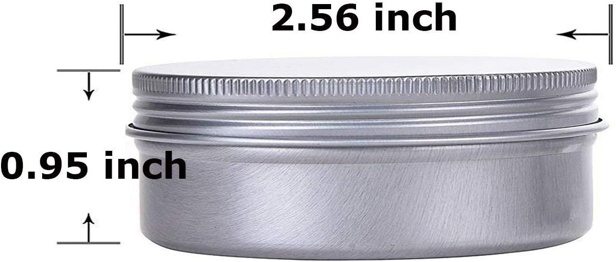 2 Ounce Aluminum Tin Jar Refillable Containers 60 ml Aluminum Screw Lid Round Tin Container Bottle for Cosmetic,Lip Balm, Cream, 12 Pack.-GlimoraGlow