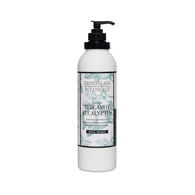 Archipelago Botanicals Bergamot Eucalyptus Lotion, Hydrating Lotion for Rejuvenated and Smooth Skin, Scented Body Lotion Made without Parabens, Phthalates and GMOs (18 oz)-GlimoraGlow