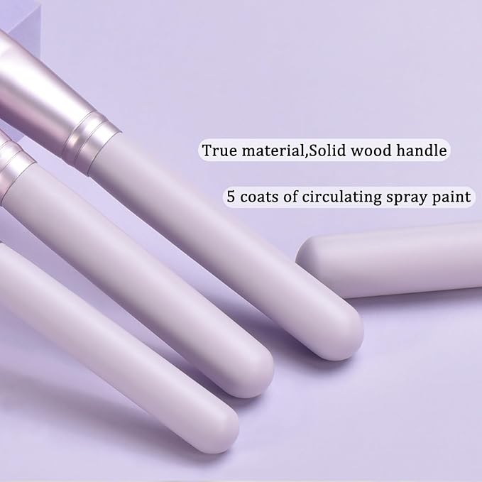 10 Piece Purple Makeup Brushes - Wooden Handle with Soft Synthetic Bristles,for Face & Eye Makeup|Professional Makeup Brushes set for Women & Girls|-GlimoraGlow