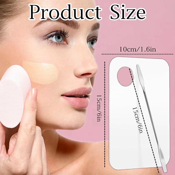 2 Pcs Acrylic Cosmetic Makeup Palette with 2 Pcs Makeup Spatula,Foundation Palette,Makeup Mixing Palette for Foundation Eye Shadow Lipsticks Nail Art-GlimoraGlow