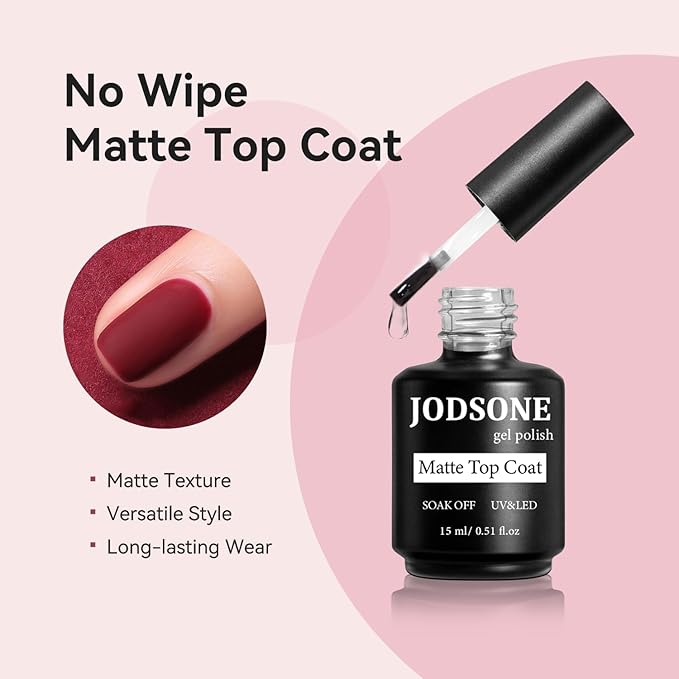JODSONE 3 Bottles of Top Coat Matte Top Coat Base Coat Set Soak off Salon Use Home DIY Nail Gel-GlimoraGlow