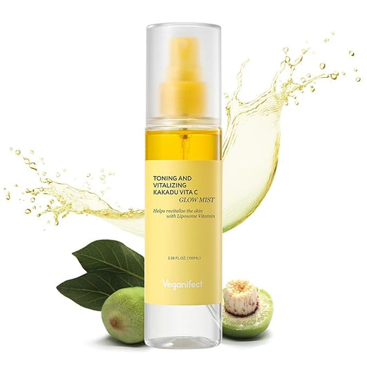 Vitamin C Mist with Niacinamide & Glutathione, Glow Mist for Dewy Skin, Makeup Setting Spray for face, Korean Skin Care, Vegan, 3.38 Fl Oz-GlimoraGlow