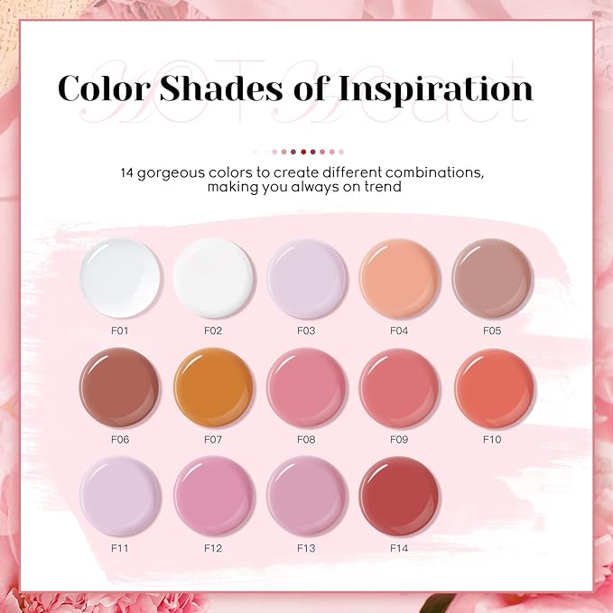 JEWHITENY 14 PCS Poly Nail Gel Kit Poly Extension Gel Kit Starter Kit With Slip Solution Professional Extension Set With LED Lamp Nail Art Design Beginner All In One-GlimoraGlow