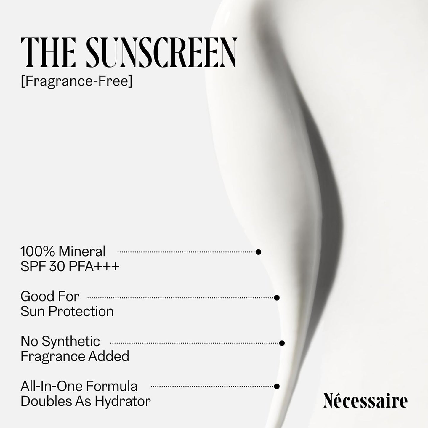 Nécessaire The Mineral Sunscreen SPF 30 PA+++. For The Body. Broad Spectrum. Zinc Oxide, Hyaluronic Acid, Niacinamide. Hydrate. Protect Against Sun Damage + Premature Aging. Dermatologist-Tested 5.1oz-GlimoraGlow