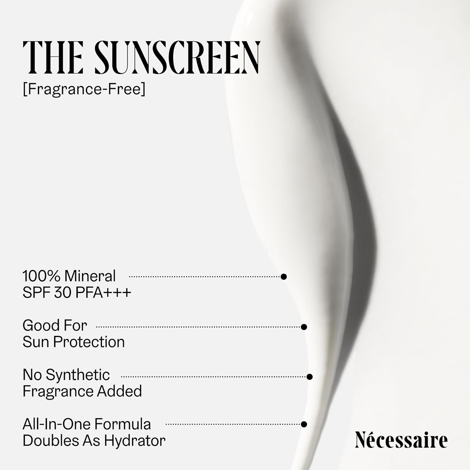 Nécessaire The Mineral Sunscreen SPF 30 PA+++. For The Body. Broad Spectrum. Zinc Oxide, Hyaluronic Acid, Niacinamide. Hydrate. Protect Against Sun Damage + Premature Aging. Dermatologist-Tested 5.1oz-GlimoraGlow