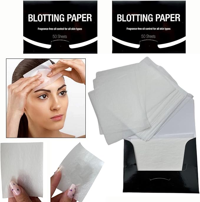 2 Pks FRAGRANCE-FREE Unscented Natural Abaca Blotting Paper - 100 Oil Blotting Sheets - Makeup Friendly UNISEX Oily Skin Shine Blotter Photography Zoom Meetings Travel Gym School - MADE IN TAIWAN-GlimoraGlow