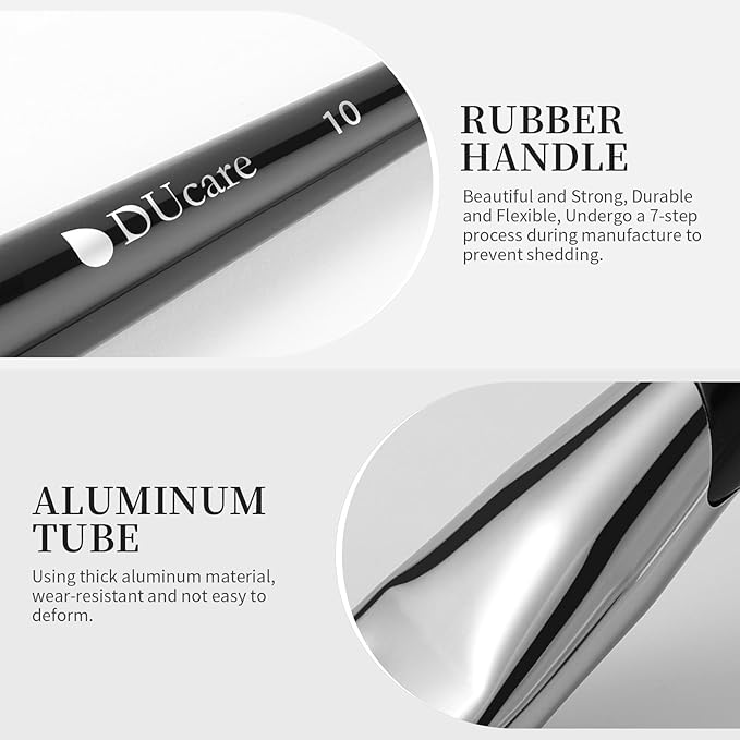 DUcare Foundation Brush Contour Bronzer Self Tanner Makeup Brushes for Liquid Makeup Flat Top Professional Buffing Blending Mineral Powder Face Brush, Black-GlimoraGlow