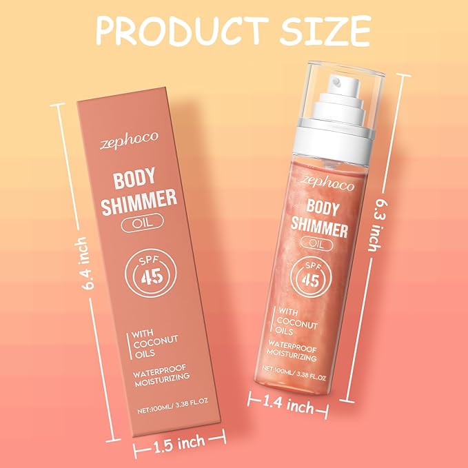 Broad Spectrum SPF 50 Sheer Body Sunscreen Setting Mist Sunscreen Body Glow Oil Spray for Face & Body with Gold Mica Sun-kissed Glow Skin Illuminator Hydrating Non-Greasy (A)-GlimoraGlow