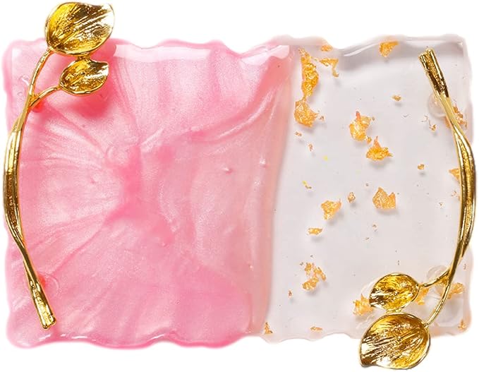 2023 Retro Nail Art Palette, Nail Painting Mixed Color Palette with Leaves Handle, Nail Holder Gel Color Makeup Display Board Pallet (Pink)-GlimoraGlow