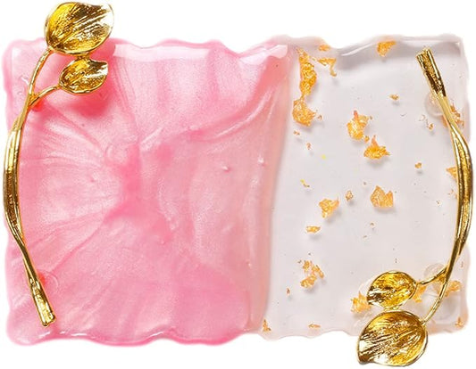 2023 Retro Nail Art Palette, Nail Painting Mixed Color Palette with Leaves Handle, Nail Holder Gel Color Makeup Display Board Pallet (Pink)-GlimoraGlow