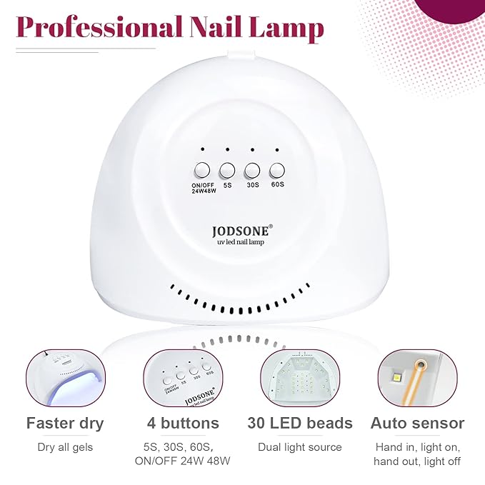 JODSONE 36 PCS Gel Nail Polish Starter Kit U V Light and Dark Series Gel Nail Set No Wipe Base Matte and Glossy Top Coat All Kinds of Manicure Tools-GlimoraGlow