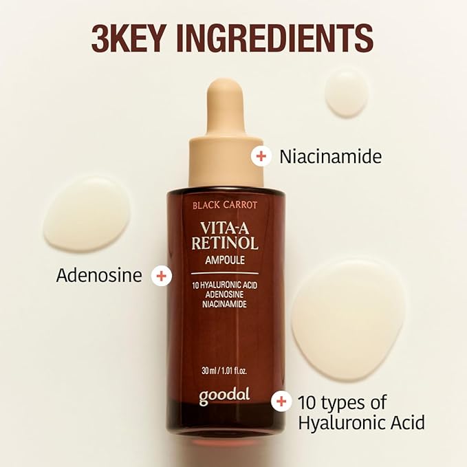 GOODAL Black Carrot VITA-A Retinol Ampoule 30ml, Hydration Facial Serum for Glowy Skin, Lightweight Serum, Korean Skincare, Pore minimizer-GlimoraGlow