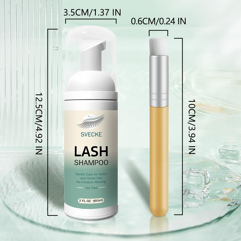 Lash Shampoo Kit Eyelash Extension Cleanser, Eyelash Shampoo for Lash Extensions, Lash Cleaner Eyelid Foam Cleaning Kit for Salon Home Use (Tea Tree)-GlimoraGlow