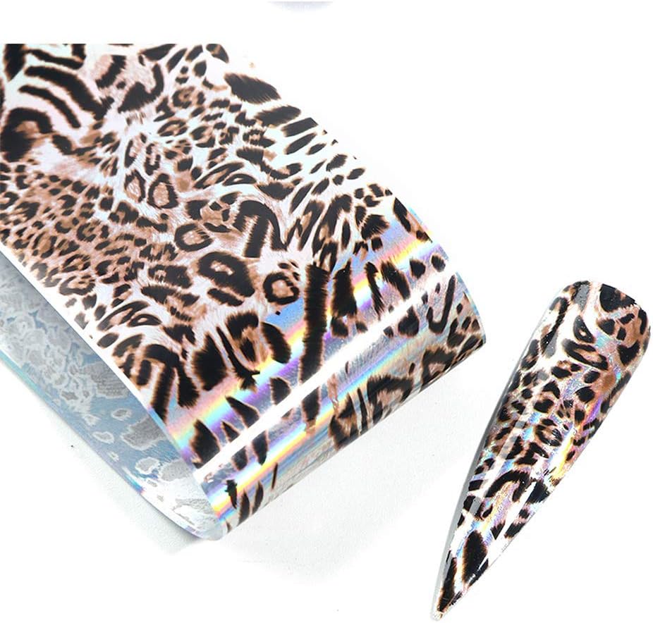 20 Sheets Leopard Nail Stickers，Starry Sky Animal Skin Design Nail Art Decoration Glue Transfer Nail Foils for Women Fingernails and Toenails Acrylic Decorations Manicure Tips Wraps Charms-GlimoraGlow
